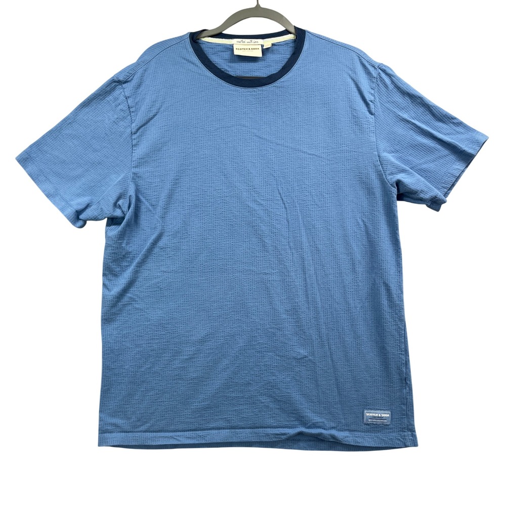 Scotch & Soda Short Sleeve T Shirt Mens XL Blue Textured Stretch Casual Tee